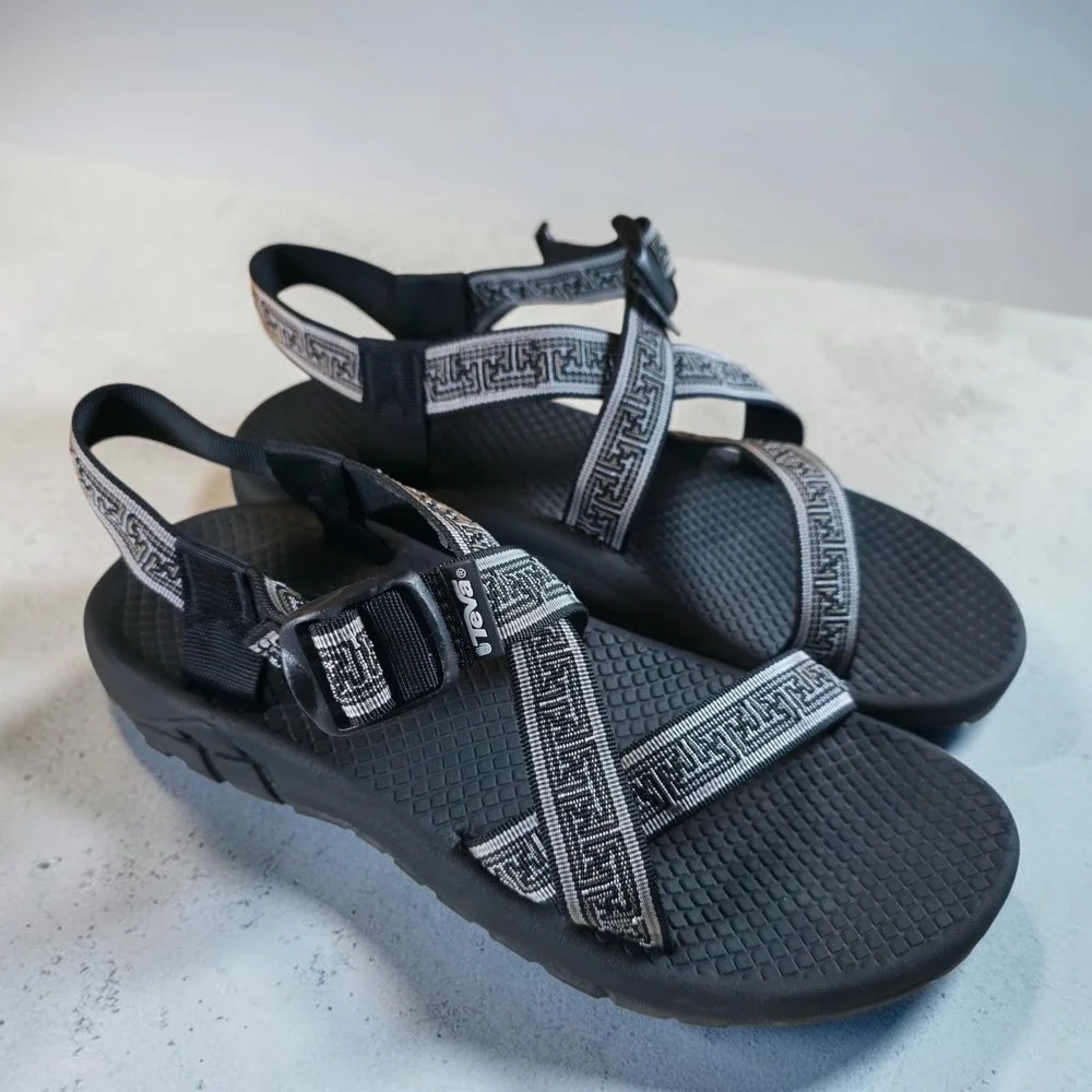 TEVA Men's Size 12 Black Aztec Original River Hiking Trail Sandals NEW